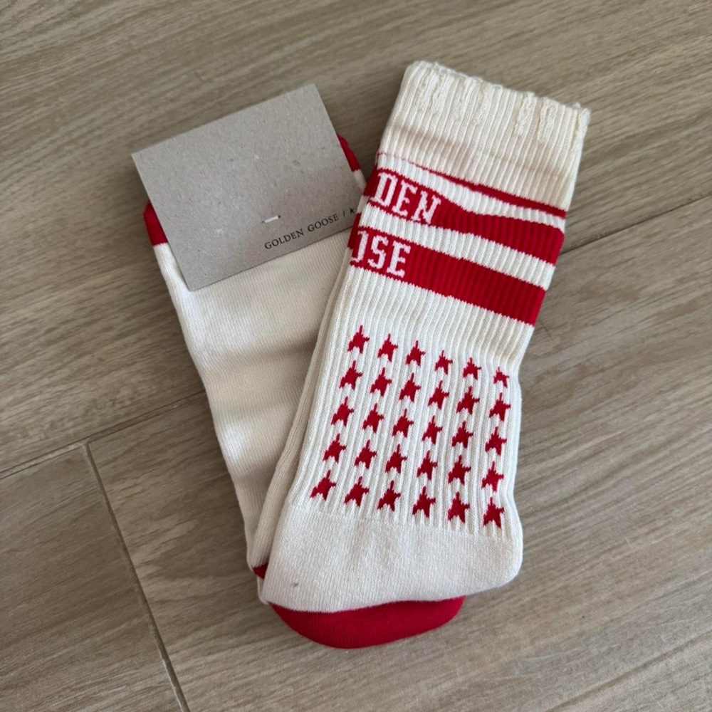 Golden Goose Unisex Red and White Star Socks, L-XL